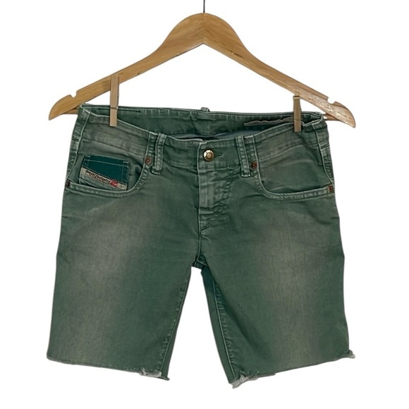 Diesel Pants - Diesel Vintage Low rise Green Cut-Off Jean Shorts, midi, 27